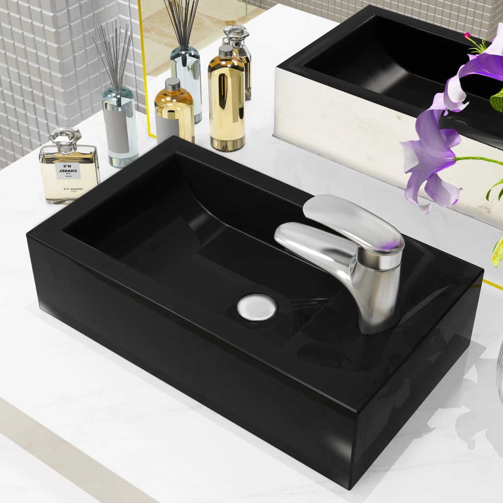 Basin With Faucet Hole Rectangular Ceramic 46X25.5X12 Cm