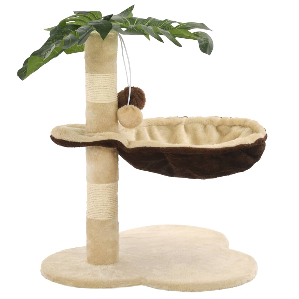 Cat Tree With Sisal Scratching Post 50 Cm Beige And Brown