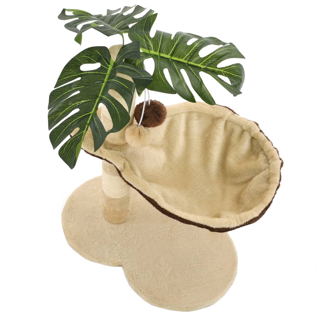 Cat Tree With Sisal Scratching Post 50 Cm Beige And Brown