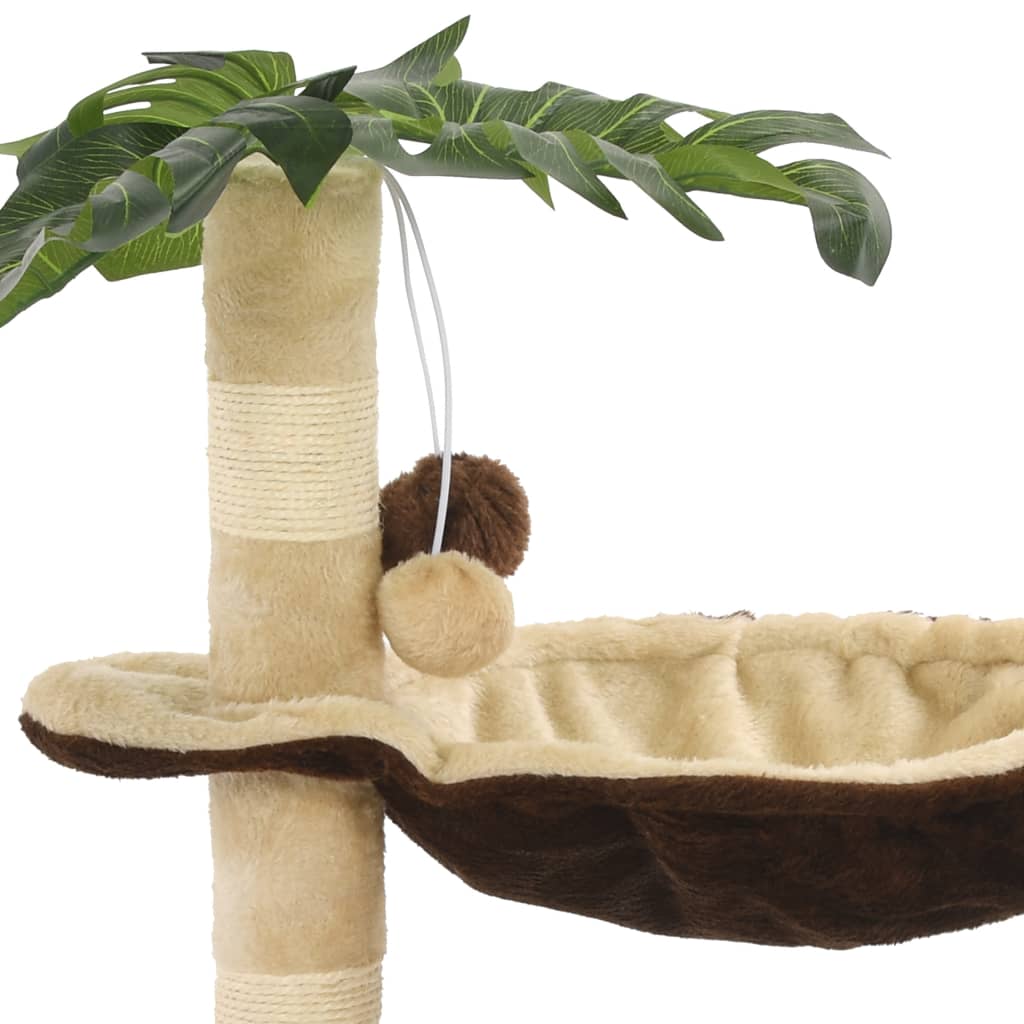 Cat Tree With Sisal Scratching Post 50 Cm Beige And Brown