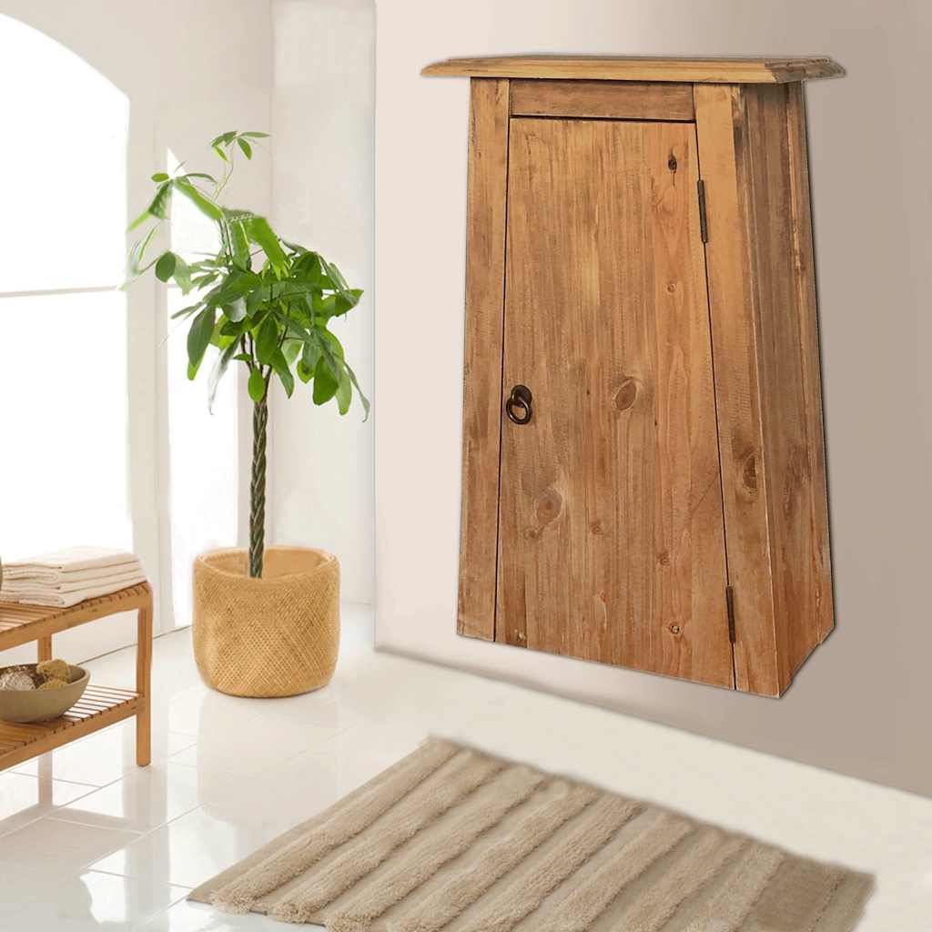 Bathroom Wall Cabinet Solid Pinewood 42X23X70 Cm