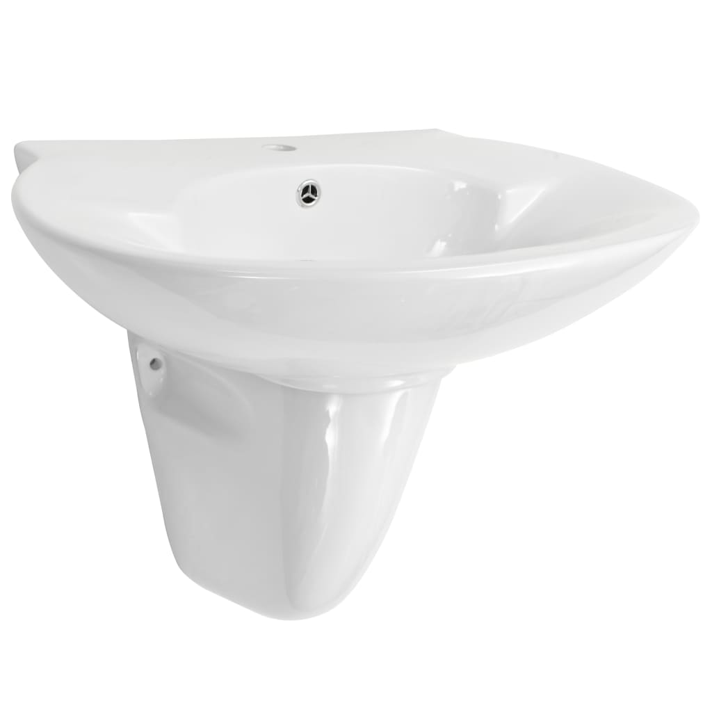 Wall-Mounted Basin Ceramic White 690X520X210 Mm
