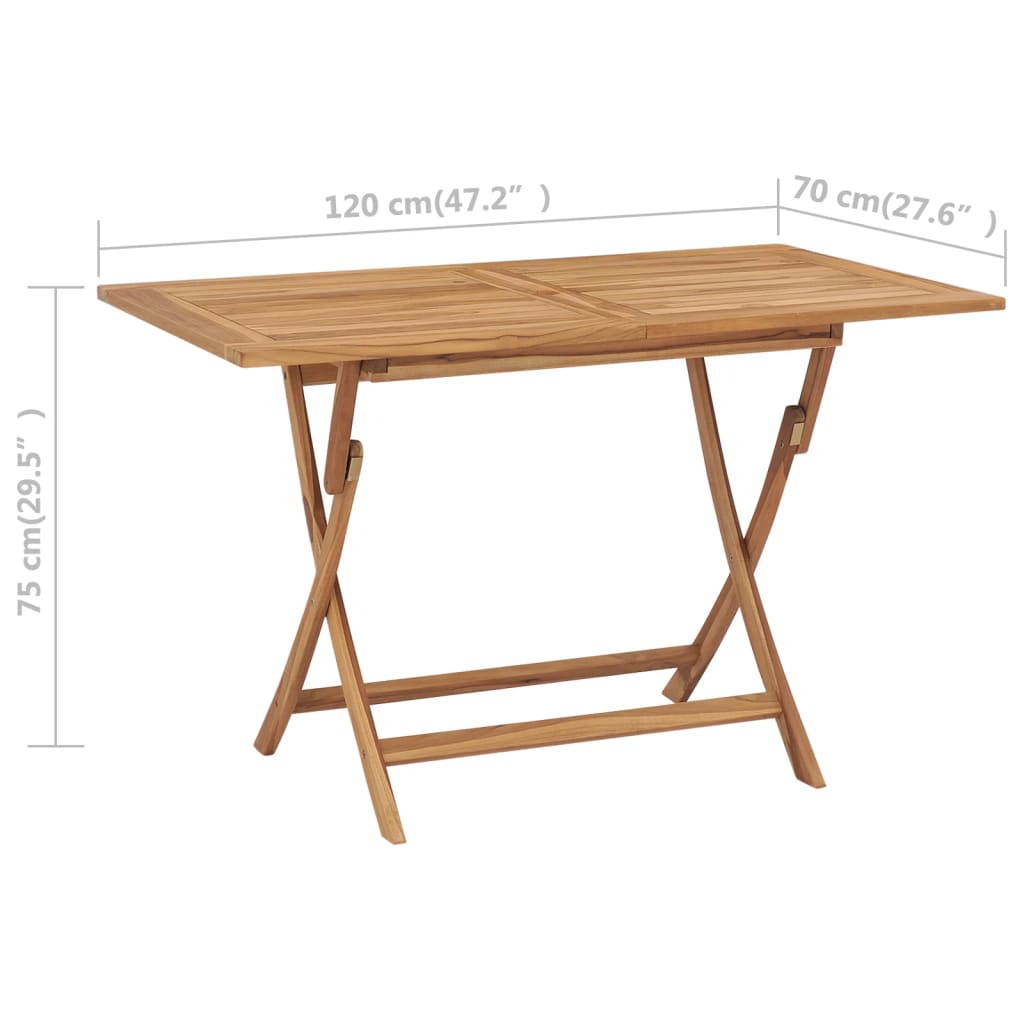 Folding Garden Table 120X70X75 Cm Solid Teak Wood