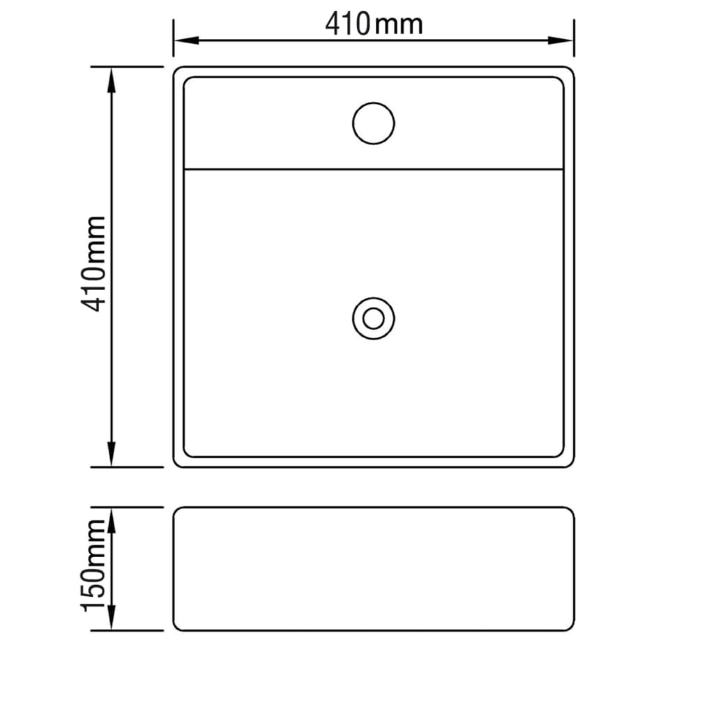Wash Basin With Overflow 41X41X15 Cm Ceramic