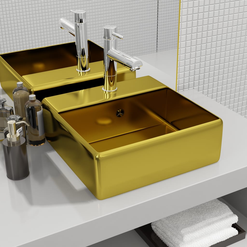 Wash Basin With Overflow 41X41X15 Cm Ceramic
