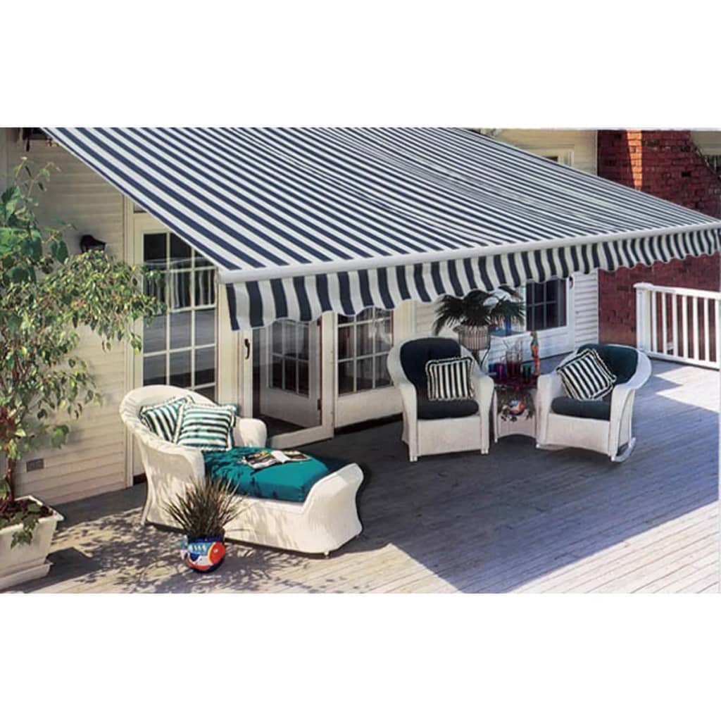 Folding Awning Manual Operated 300 Cm Blue/White