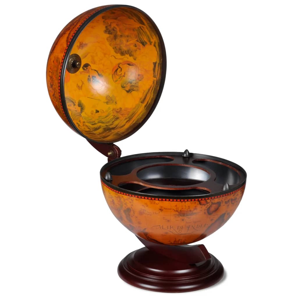 Tabletop Globe Bar Wine Stand Eucalyptus Wood White