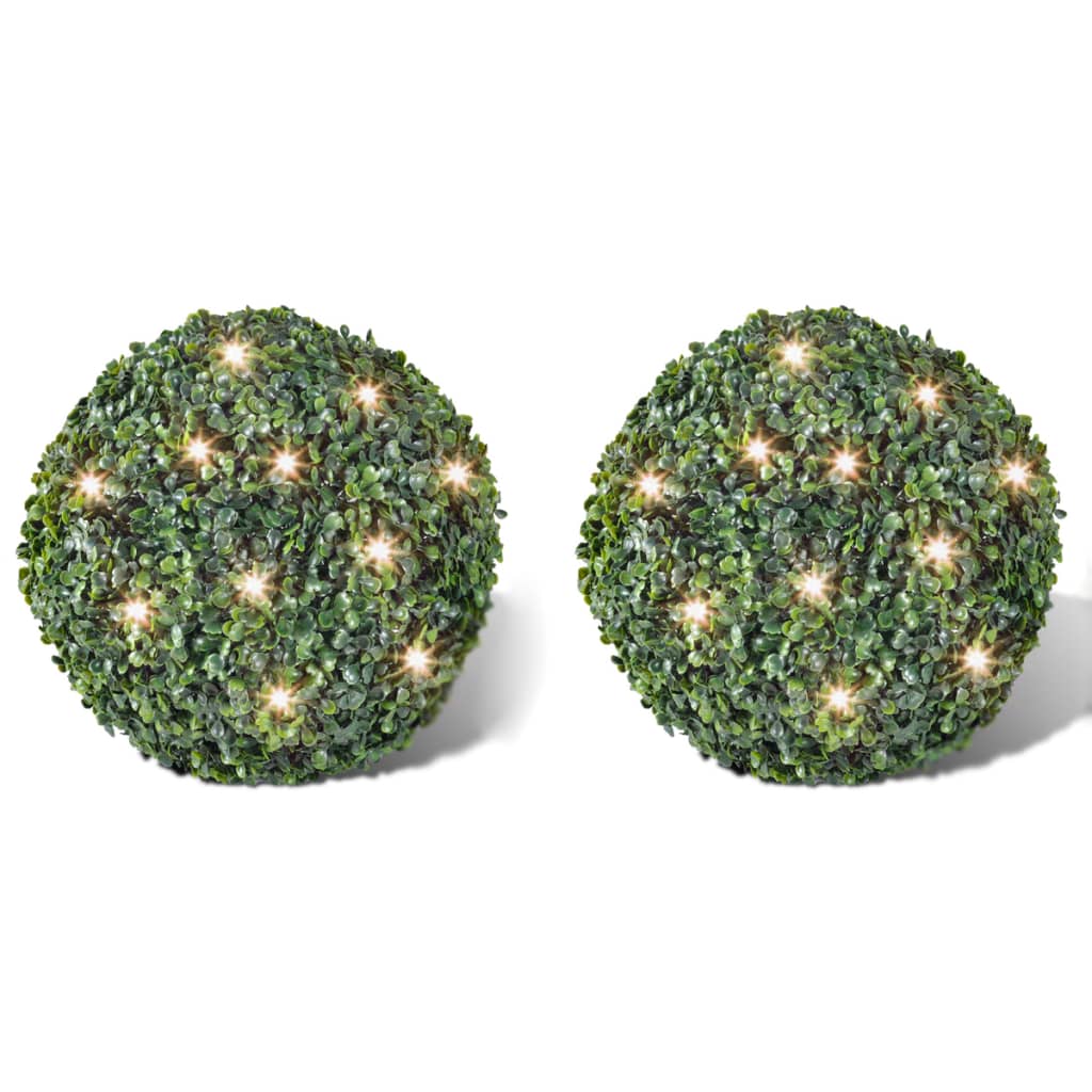 Artificial Leaf Topiary Ball 27 Cm Solar Led String 2 Pcs