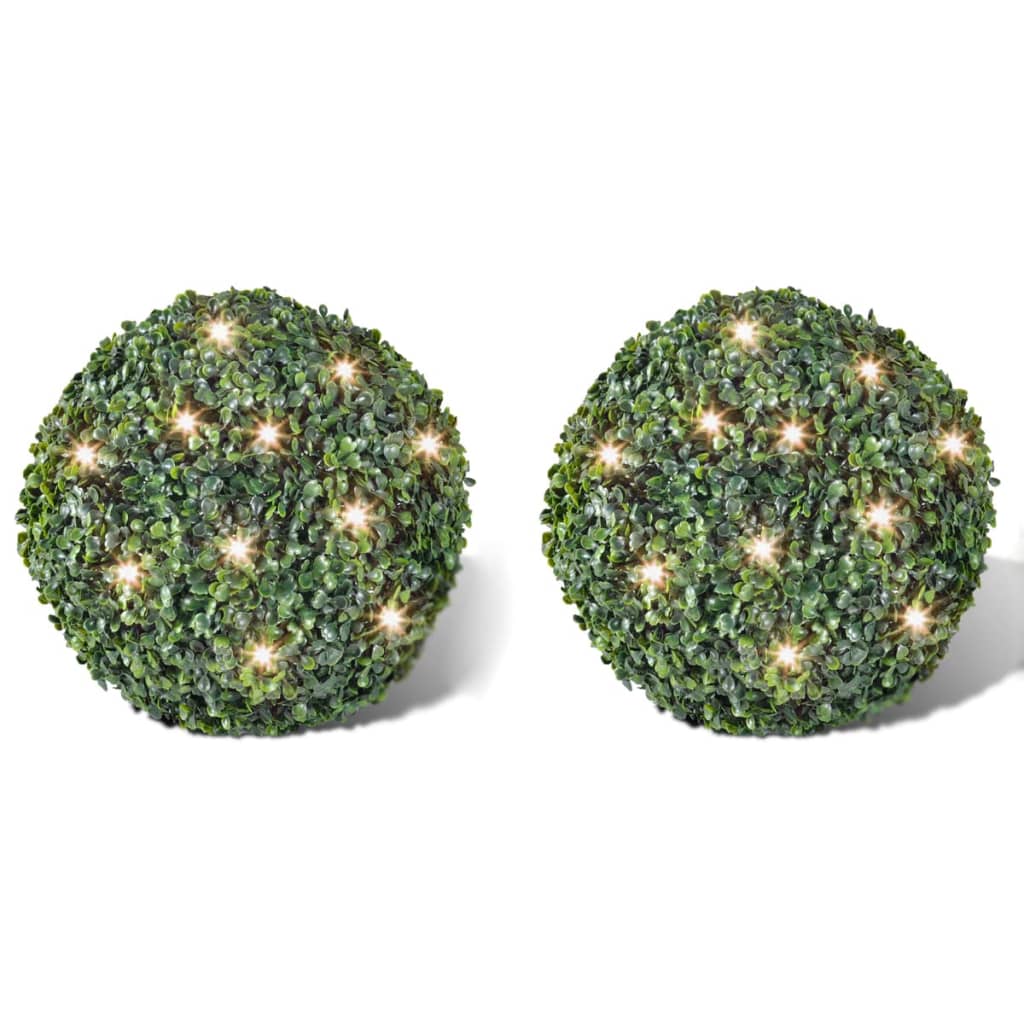 Boxwood Ball Artificial Leaf Topiary Ball 35 Cm Solar Led String 2 Pcs