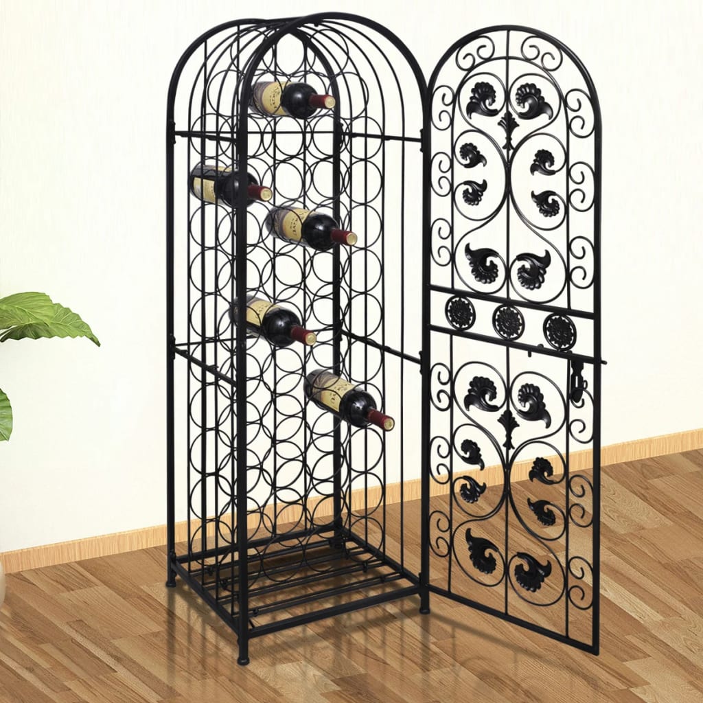 Wine Rack For 95 Bottles Black Wrought Iron