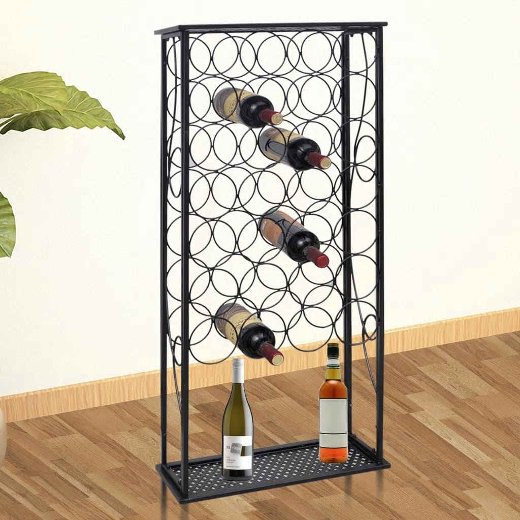 Wine Rack For 95 Bottles Black Wrought Iron