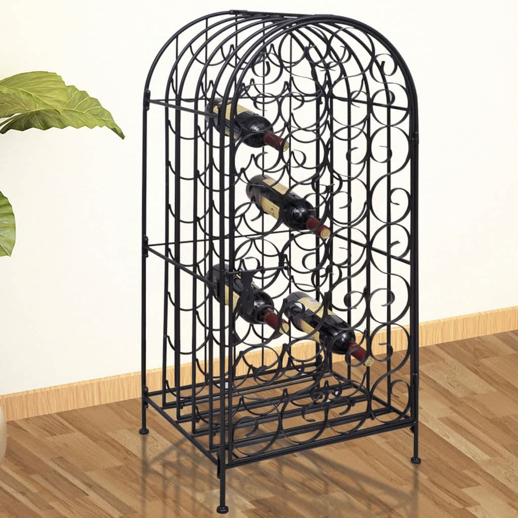Wine Rack For 95 Bottles Black Wrought Iron