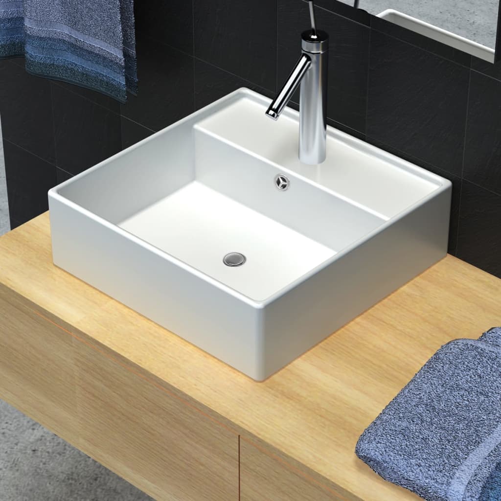 Wash Basin With Overflow 41X41X15 Cm Ceramic