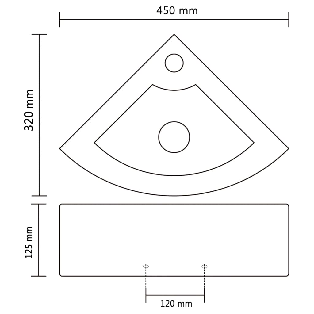 Wash Basin With Overflow 45X32X12.5 Cm