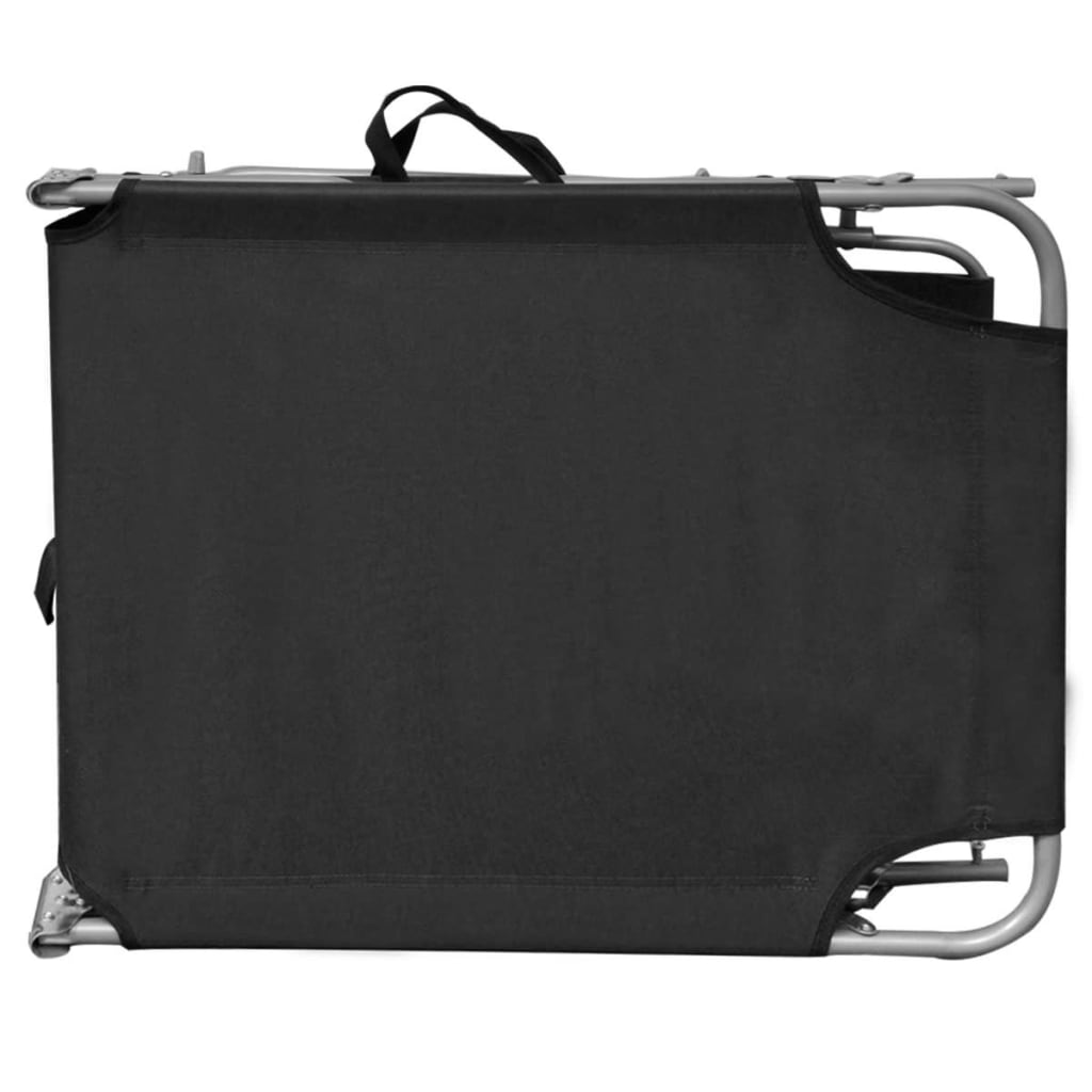 Folding Sun Lounger With Canopy Steel And Fabric