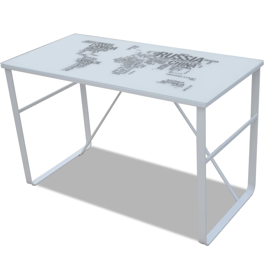 Rectangular Desk With Map Pattern