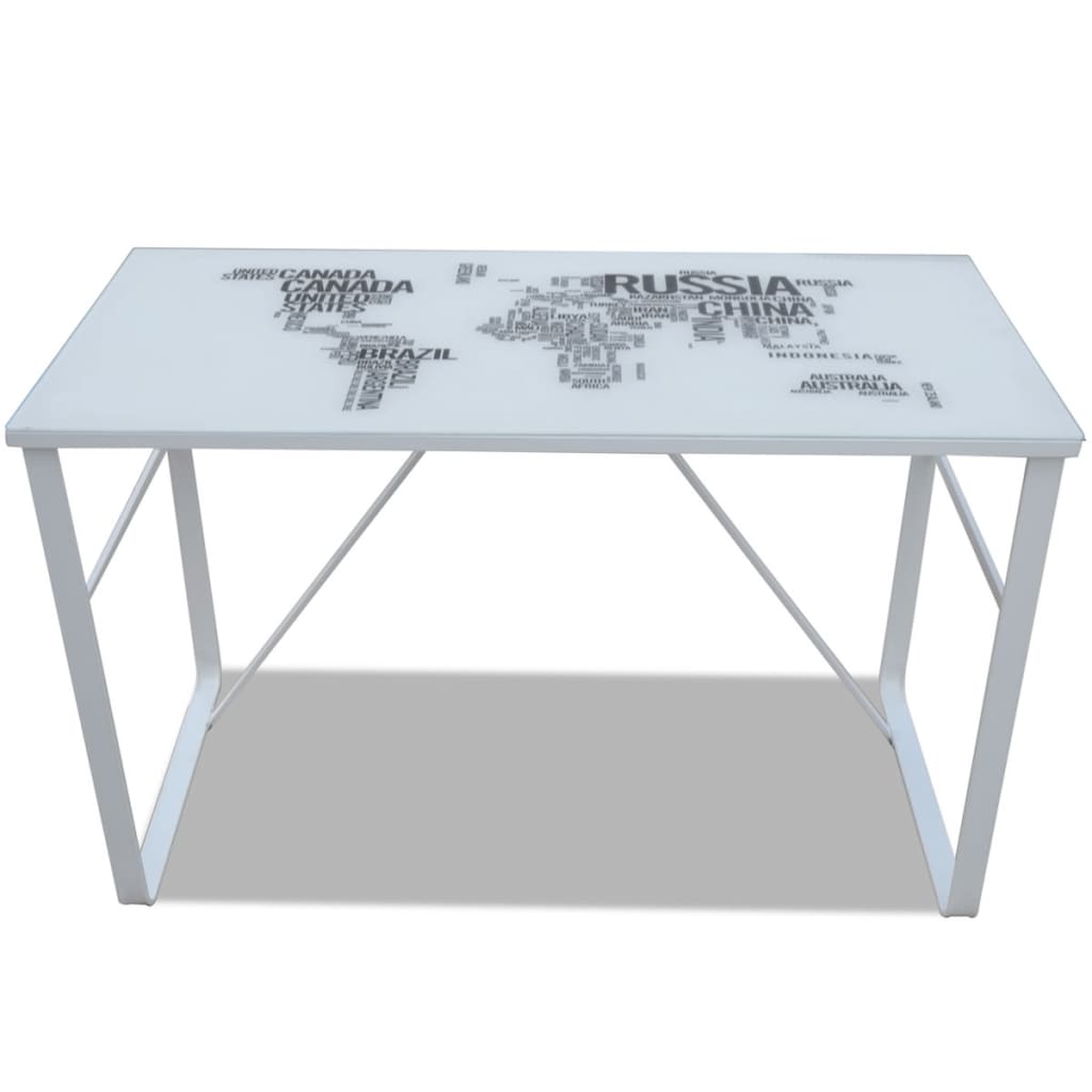 Rectangular Desk With Map Pattern