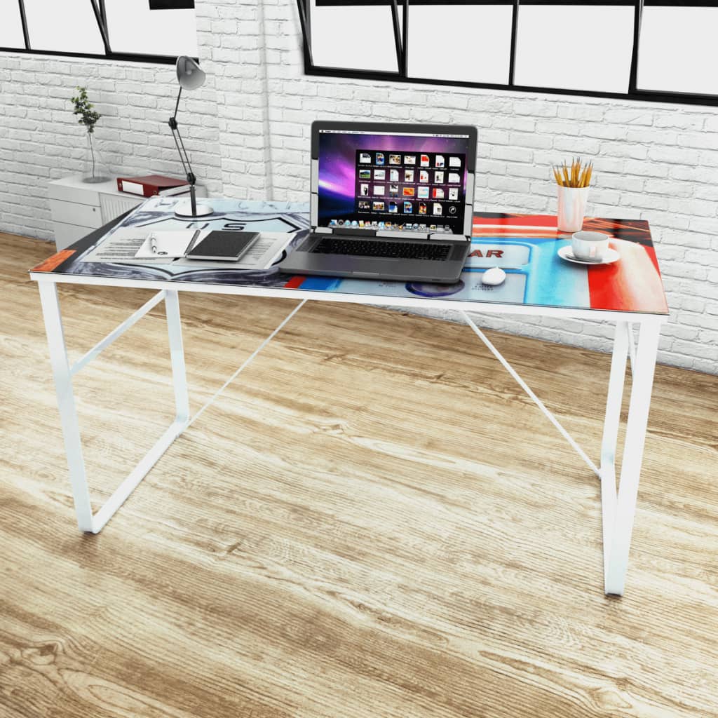 Rectangular Desk With Map Pattern