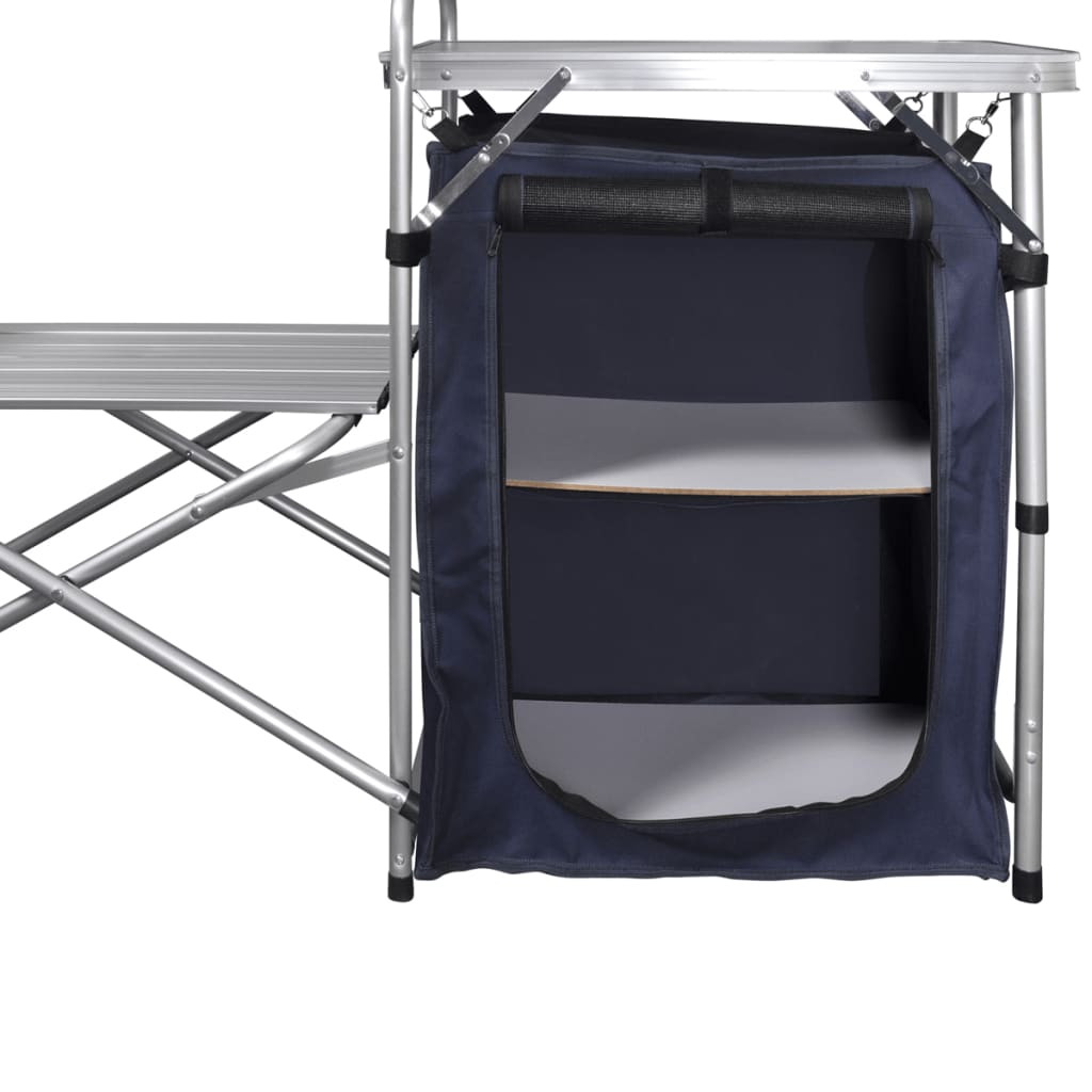 Foldable Camping Kitchen Unit With Windshield Aluminium