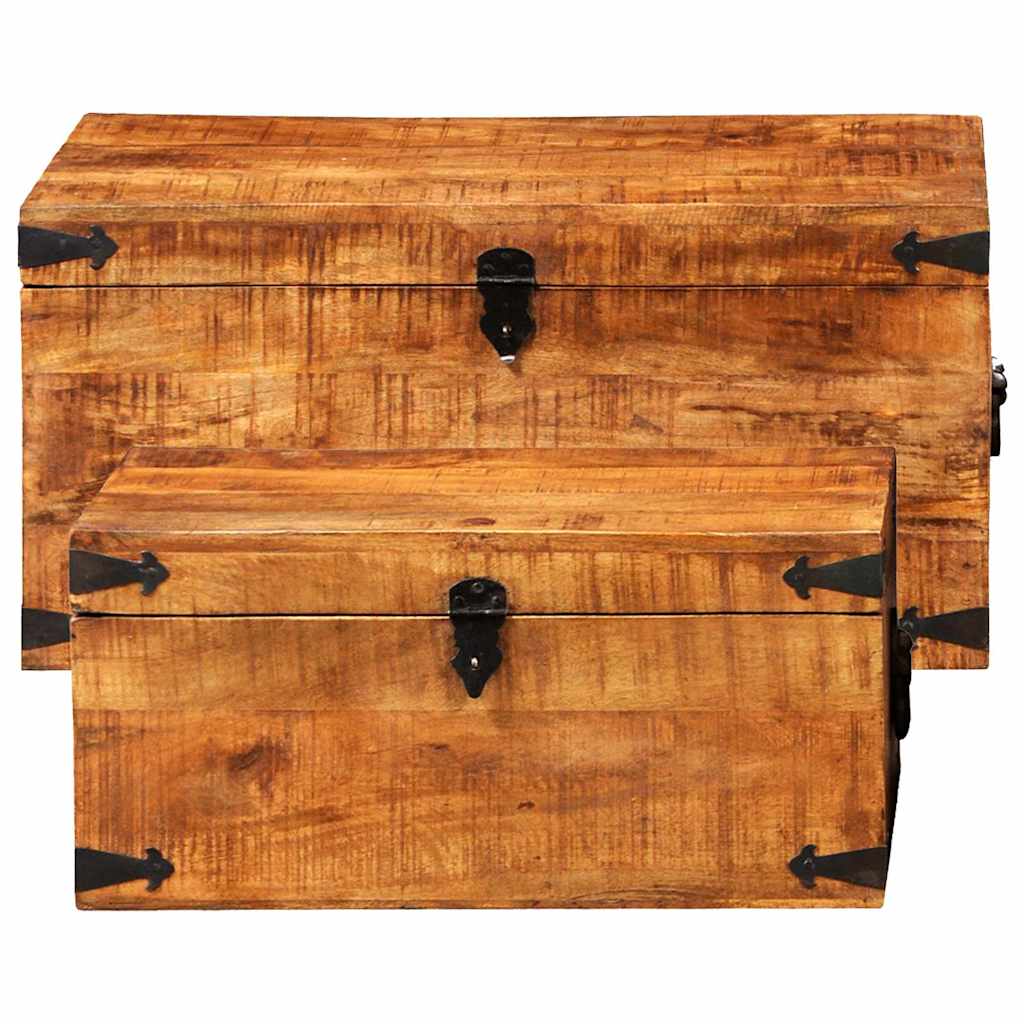 Storage Chest Set 2 Pieces Rough Mango Wood
