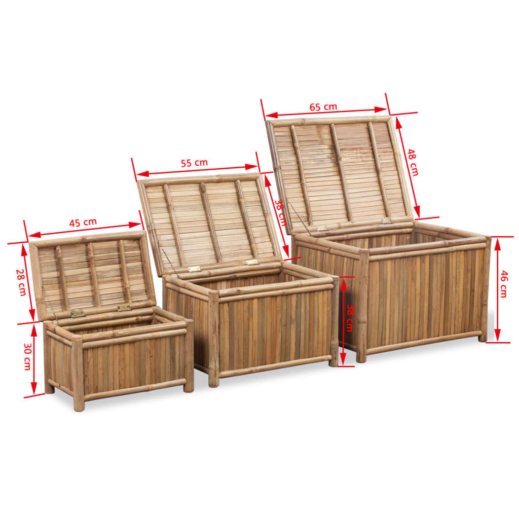 Storage Boxes 3 Pcs Bamboo