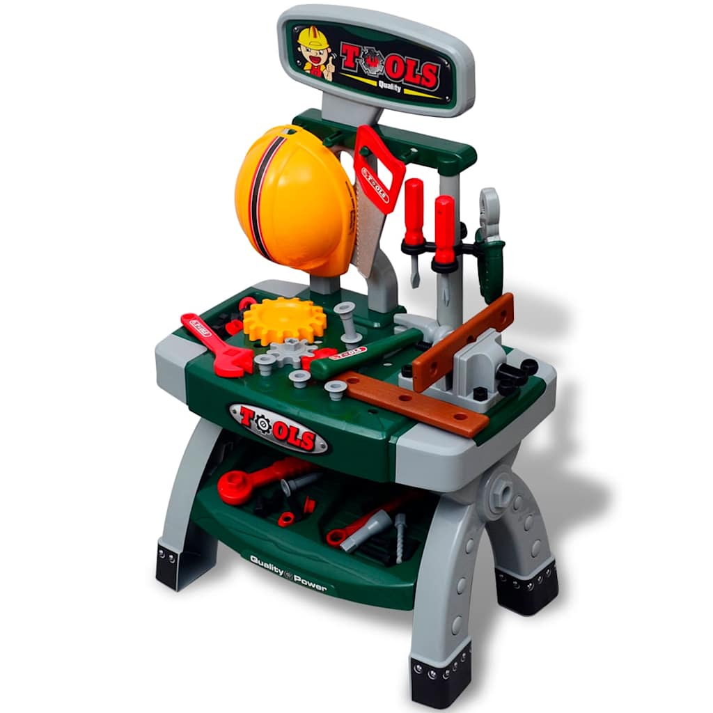 Kids'/Children's Playroom Toy Workbench With Tools Green + Grey