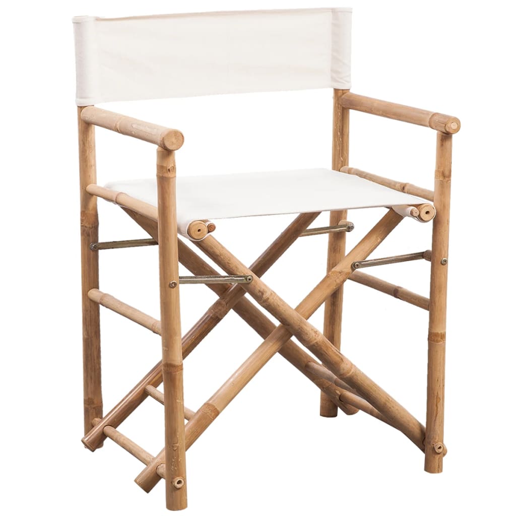 Folding Director's Chair 2 Pcs Bamboo And Canvas