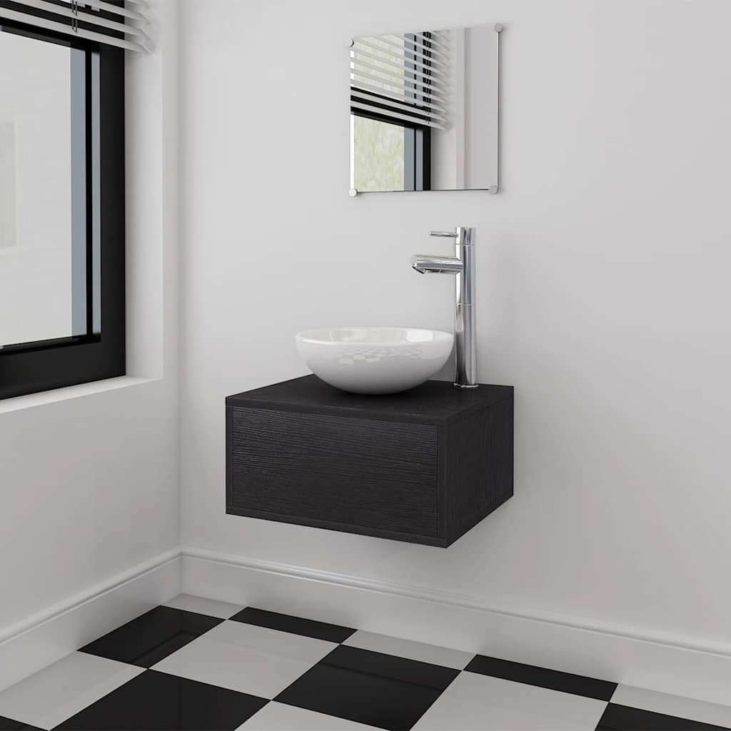 Four Piece Bathroom Furniture Set With Basin With Tap
