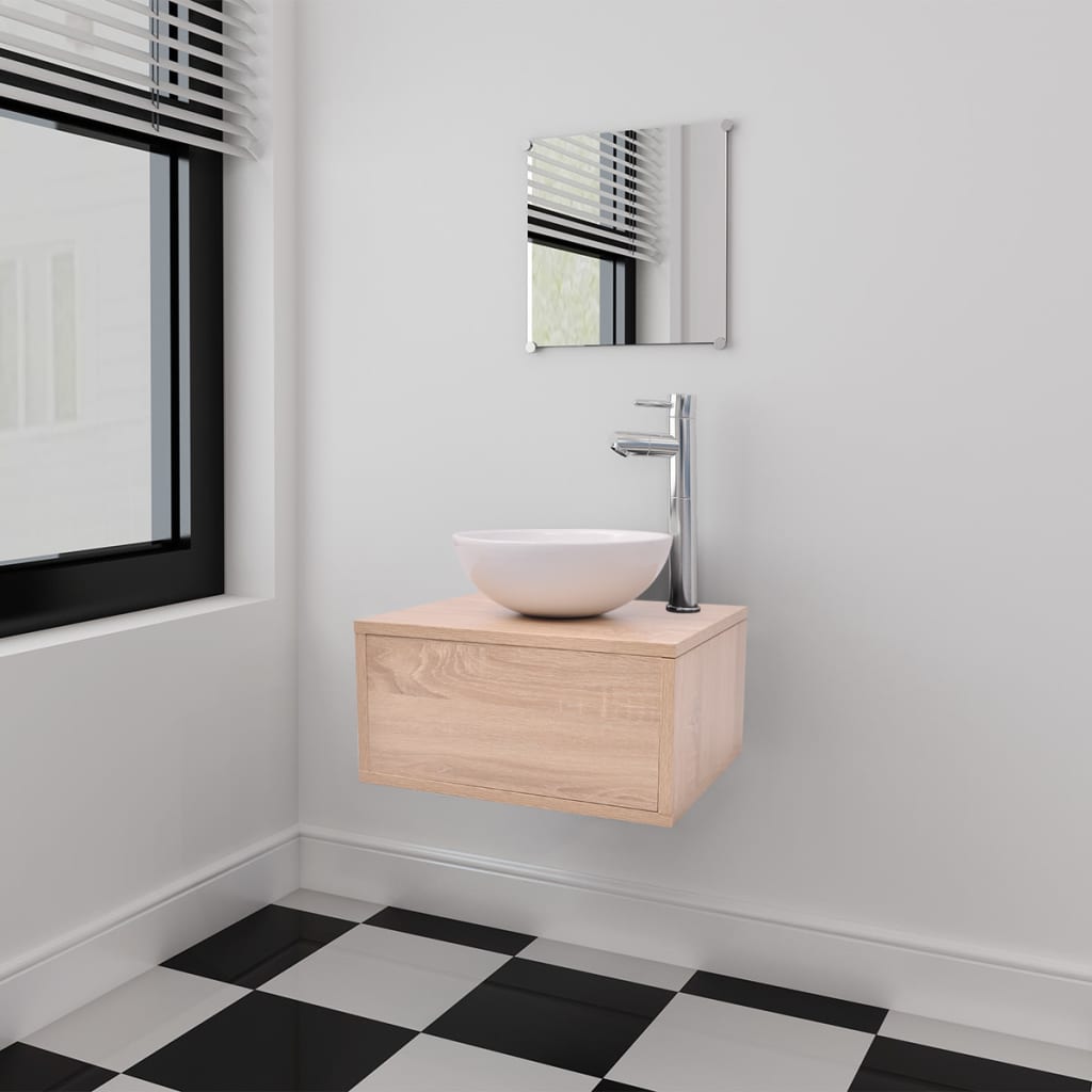 Four Piece Bathroom Furniture Set With Basin With Tap