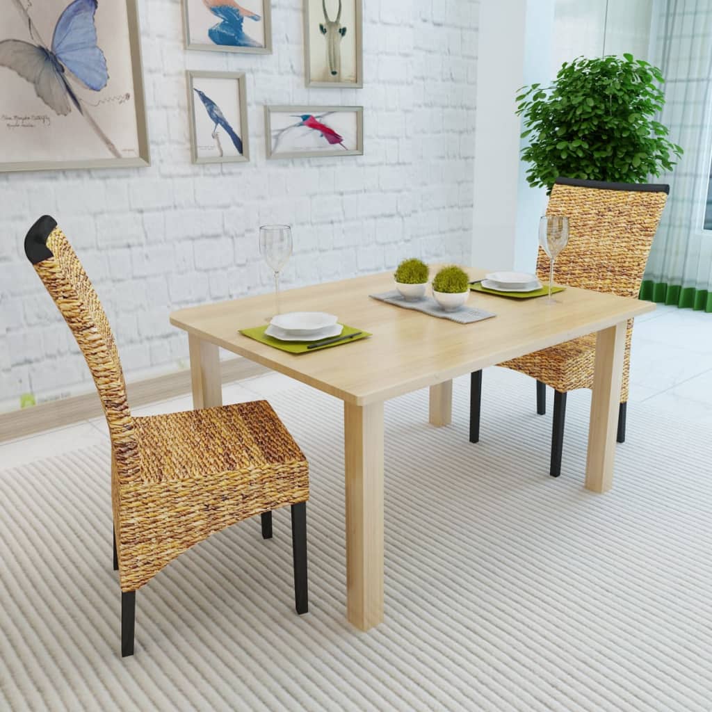Dining Chairs 2 Pcs Abaca And Solid Mango Wood