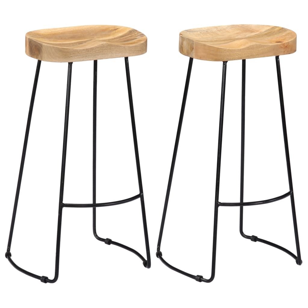 Bar Stools 2 Pcs Solid Wood Mango