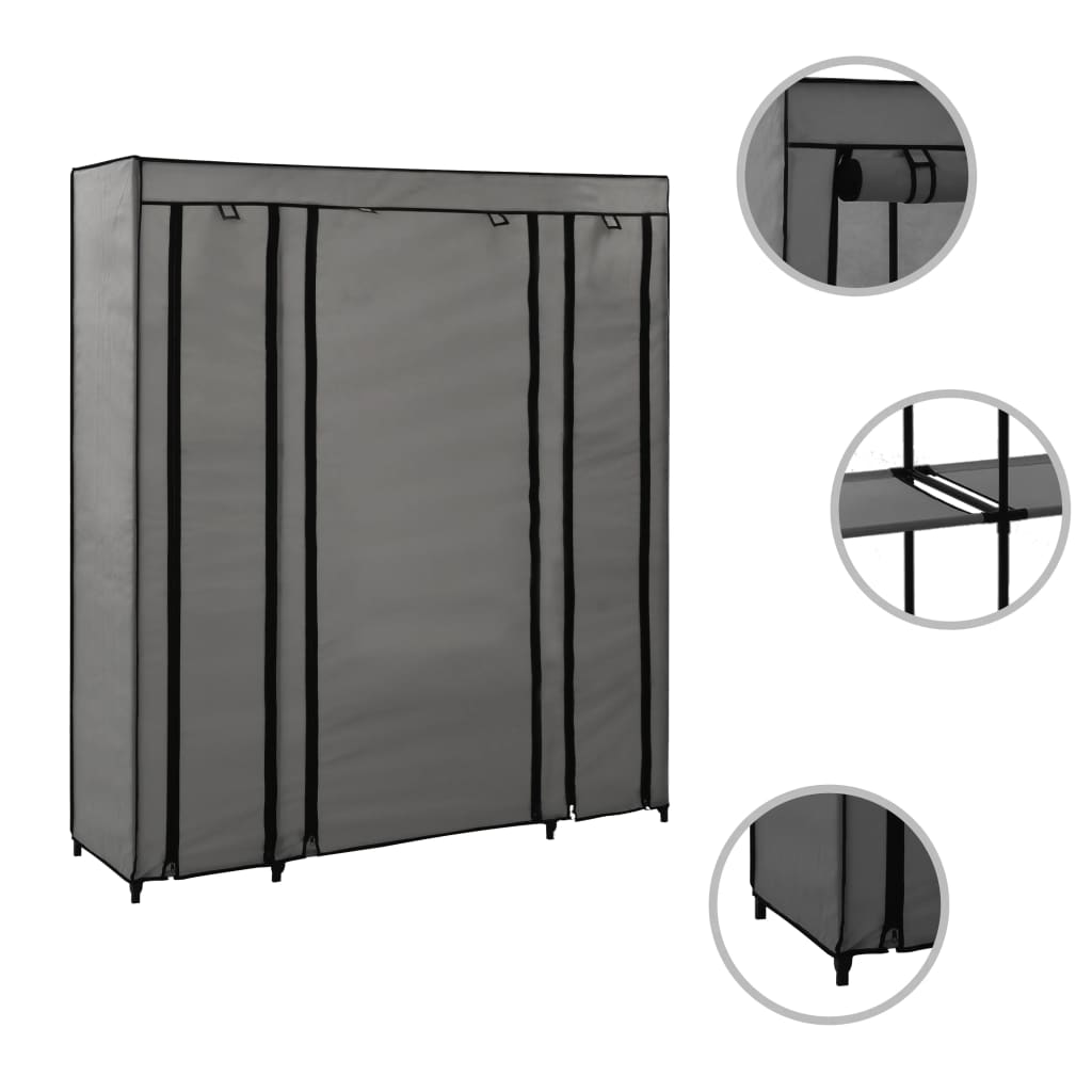 Wardrobe With Compartments And Rods 150X45X176 Cm Fabric