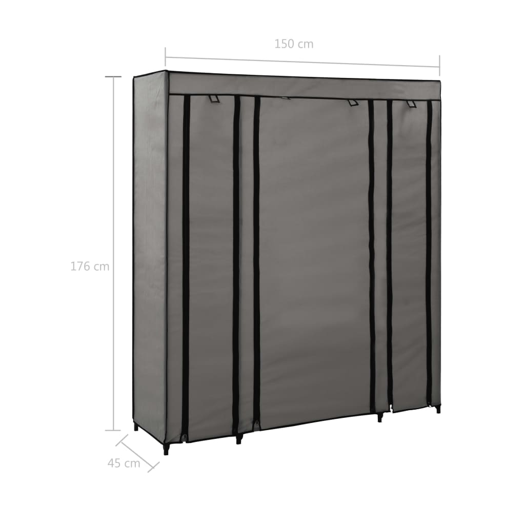 Wardrobe With Compartments And Rods 150X45X176 Cm Fabric