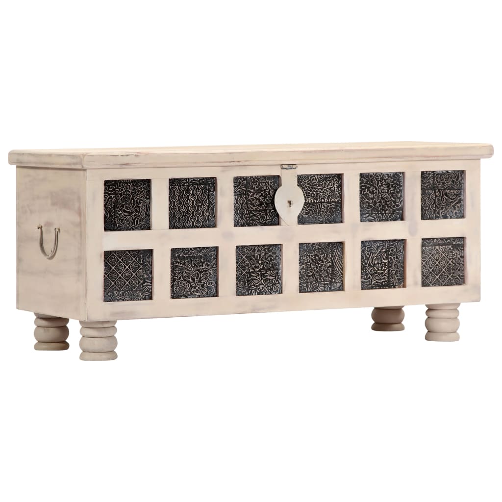 Storage Box White 110X40X45 Cm Solid Acacia Wood