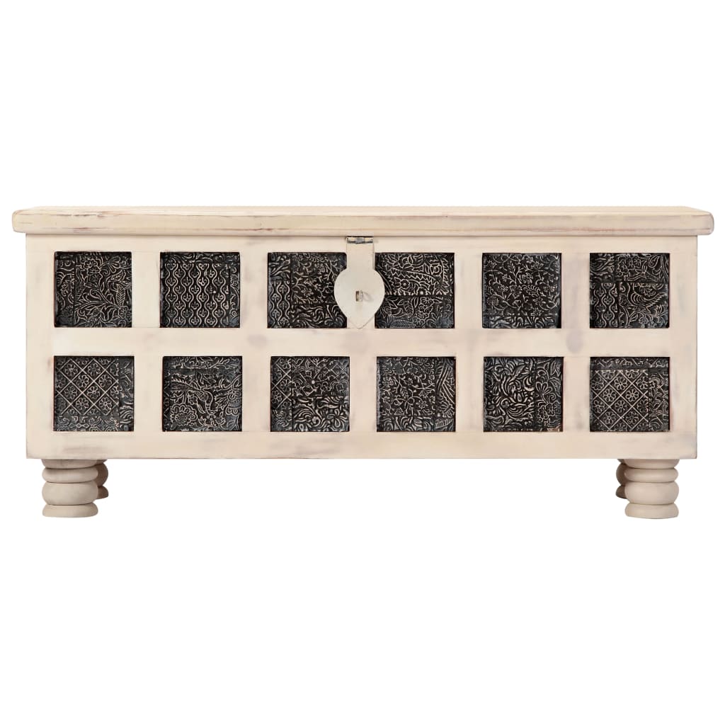 Storage Box White 110X40X45 Cm Solid Acacia Wood