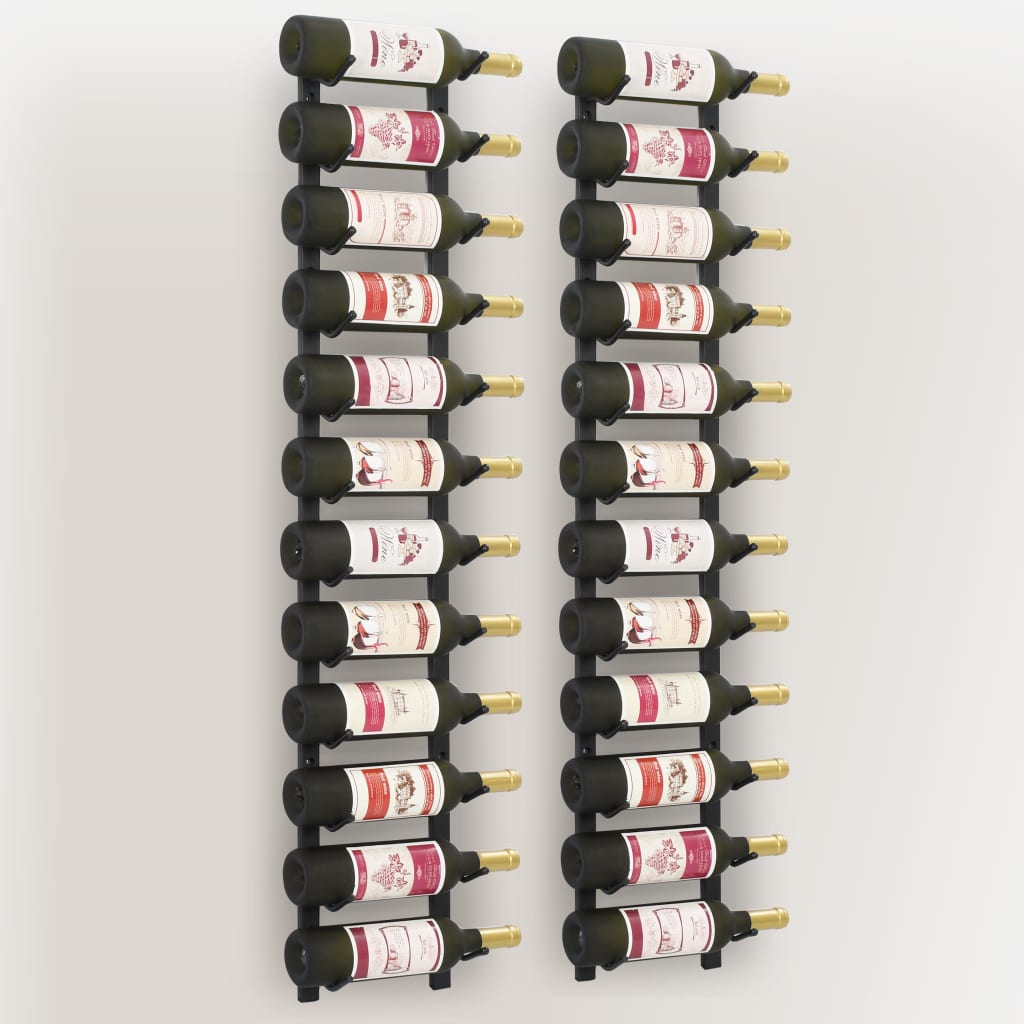 Wall Mounted Wine Racks For 12 Bottles 2 Pcs Iron