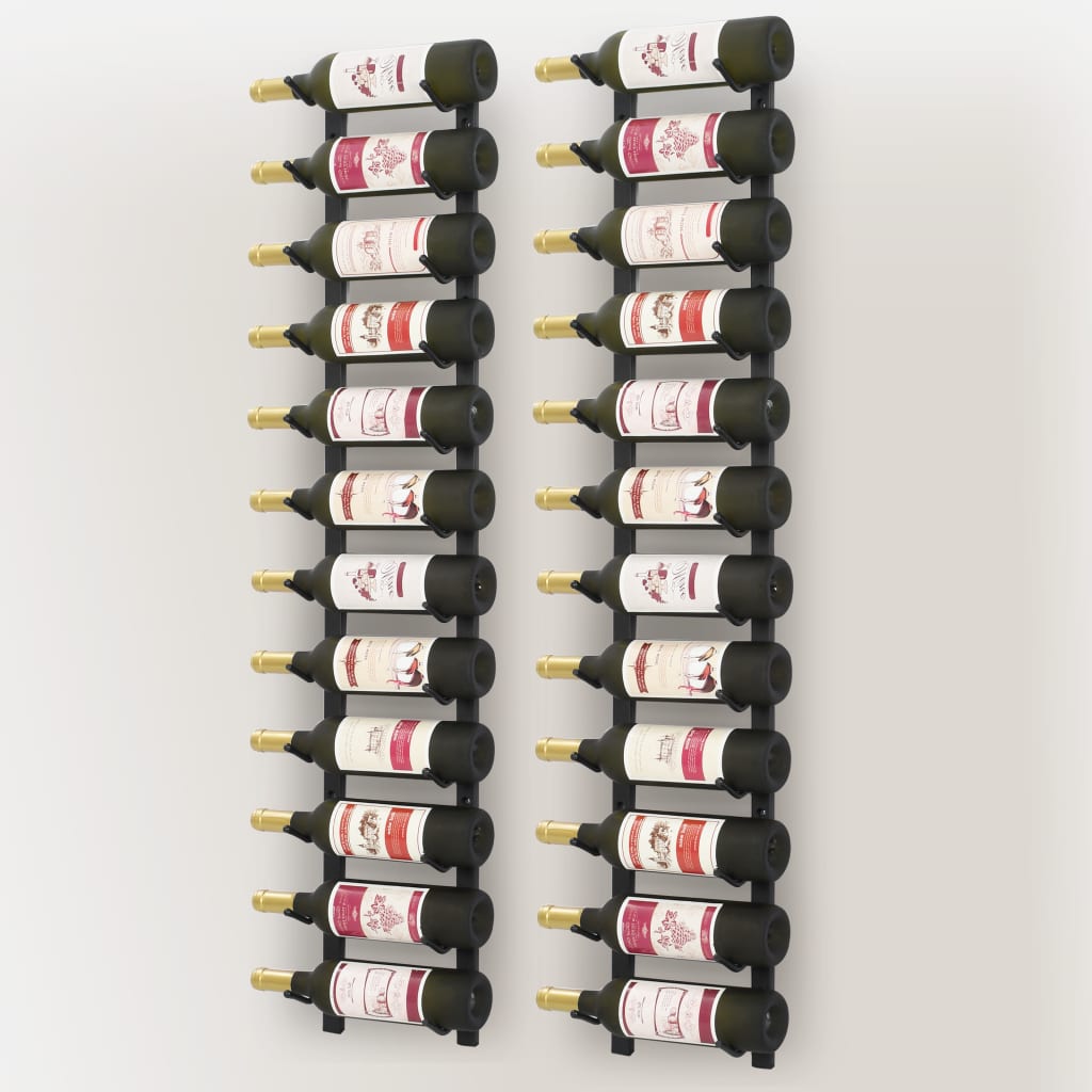 Wall Mounted Wine Racks For 12 Bottles 2 Pcs Iron