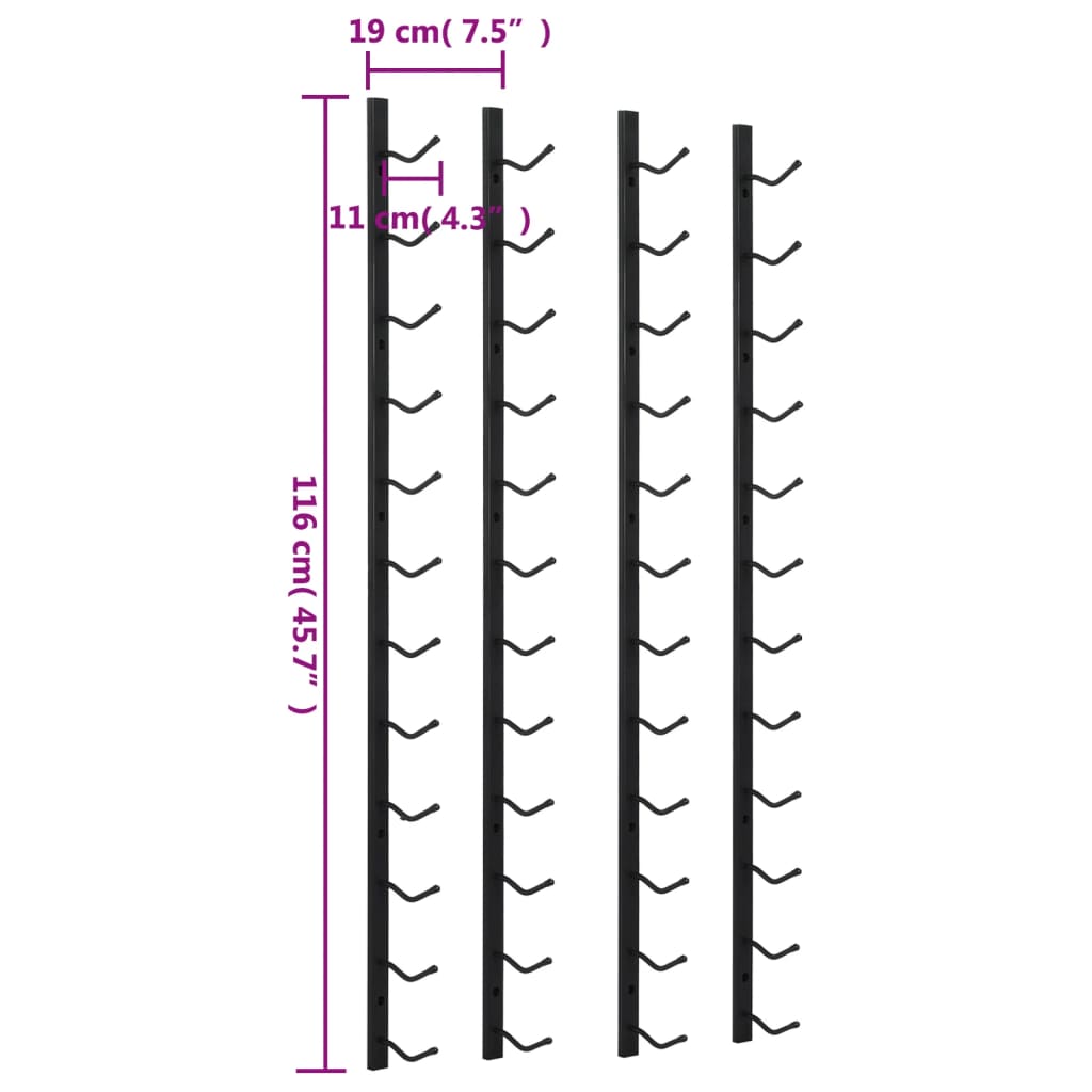 Wall Mounted Wine Racks For 12 Bottles 2 Pcs Iron