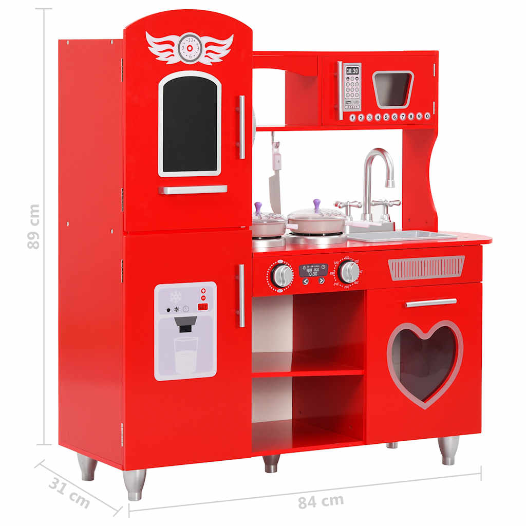 Kids' Play Kitchen Mdf 84X31X89 Cm Red