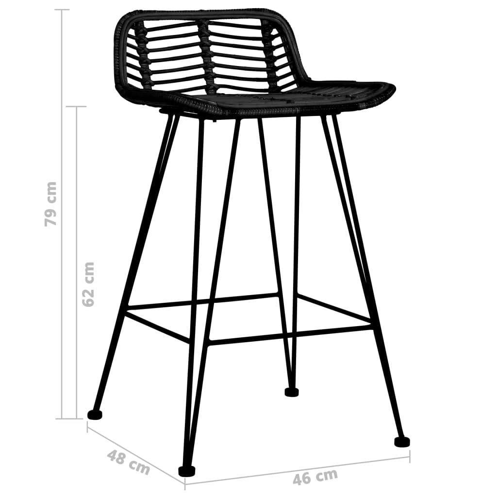 Bar Chairs 2 Pcs Rattan