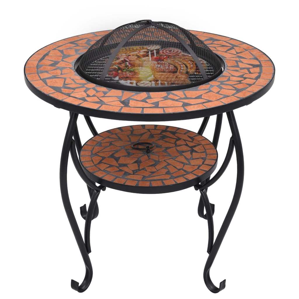 Mosaic Fire Pit Table 68 Cm Ceramic
