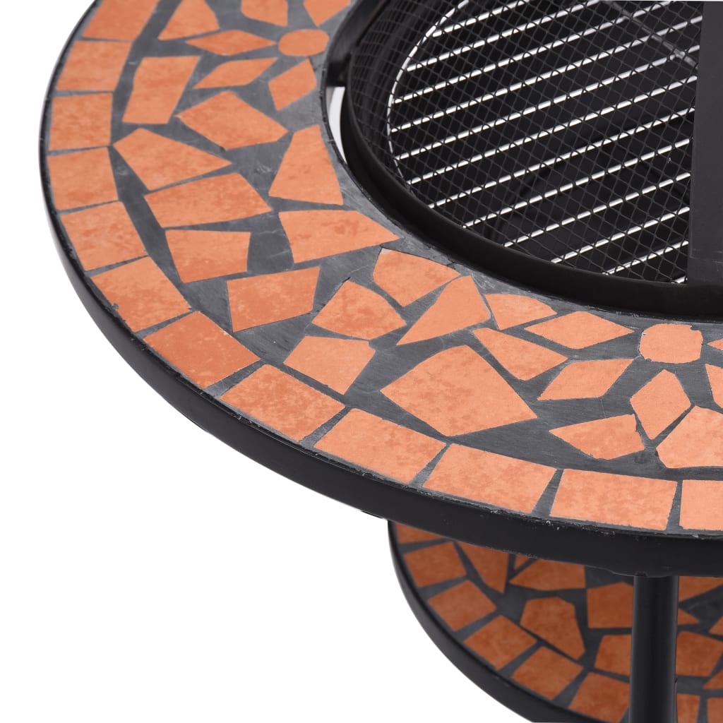 Mosaic Fire Pit Table 68 Cm Ceramic