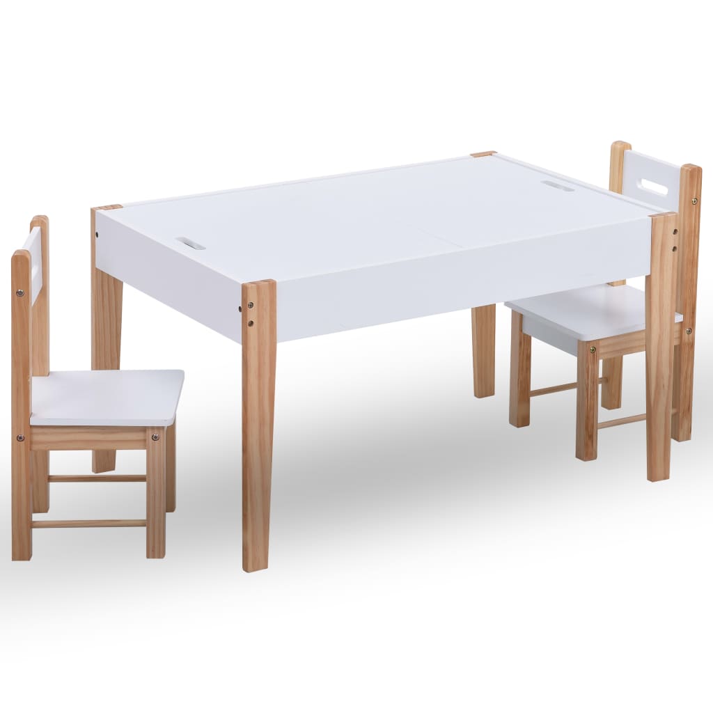 3 Piece Kids Storage Chalkboard Table Chair Set Black And White