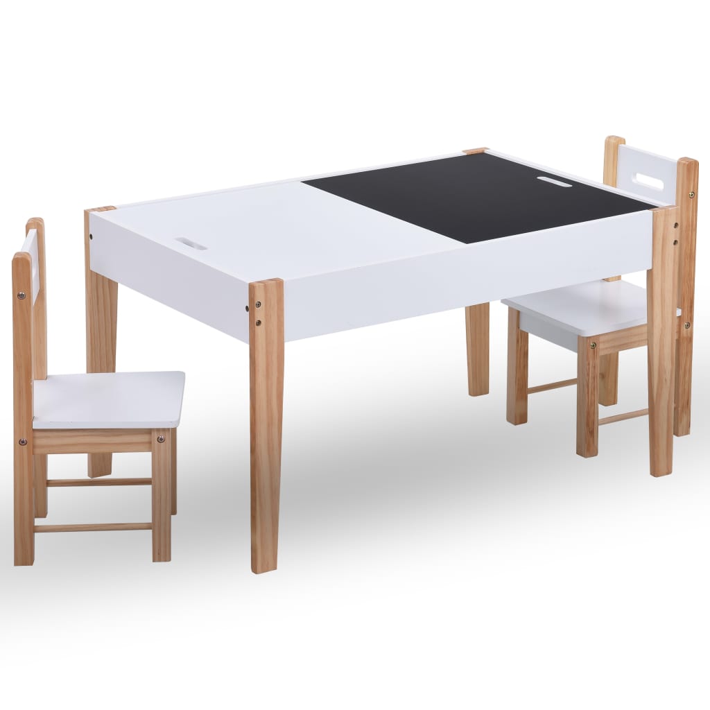 3 Piece Kids Storage Chalkboard Table Chair Set Black And White