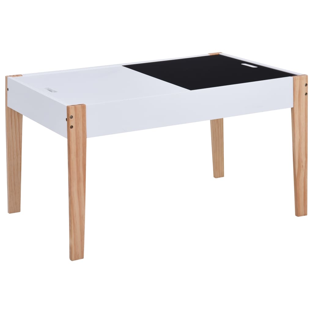3 Piece Kids Storage Chalkboard Table Chair Set Black And White