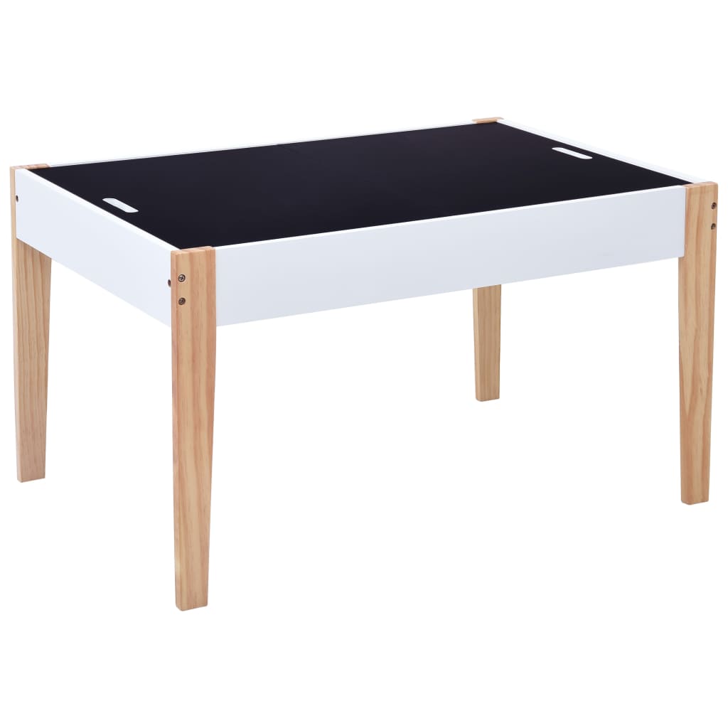 3 Piece Kids Storage Chalkboard Table Chair Set Black And White