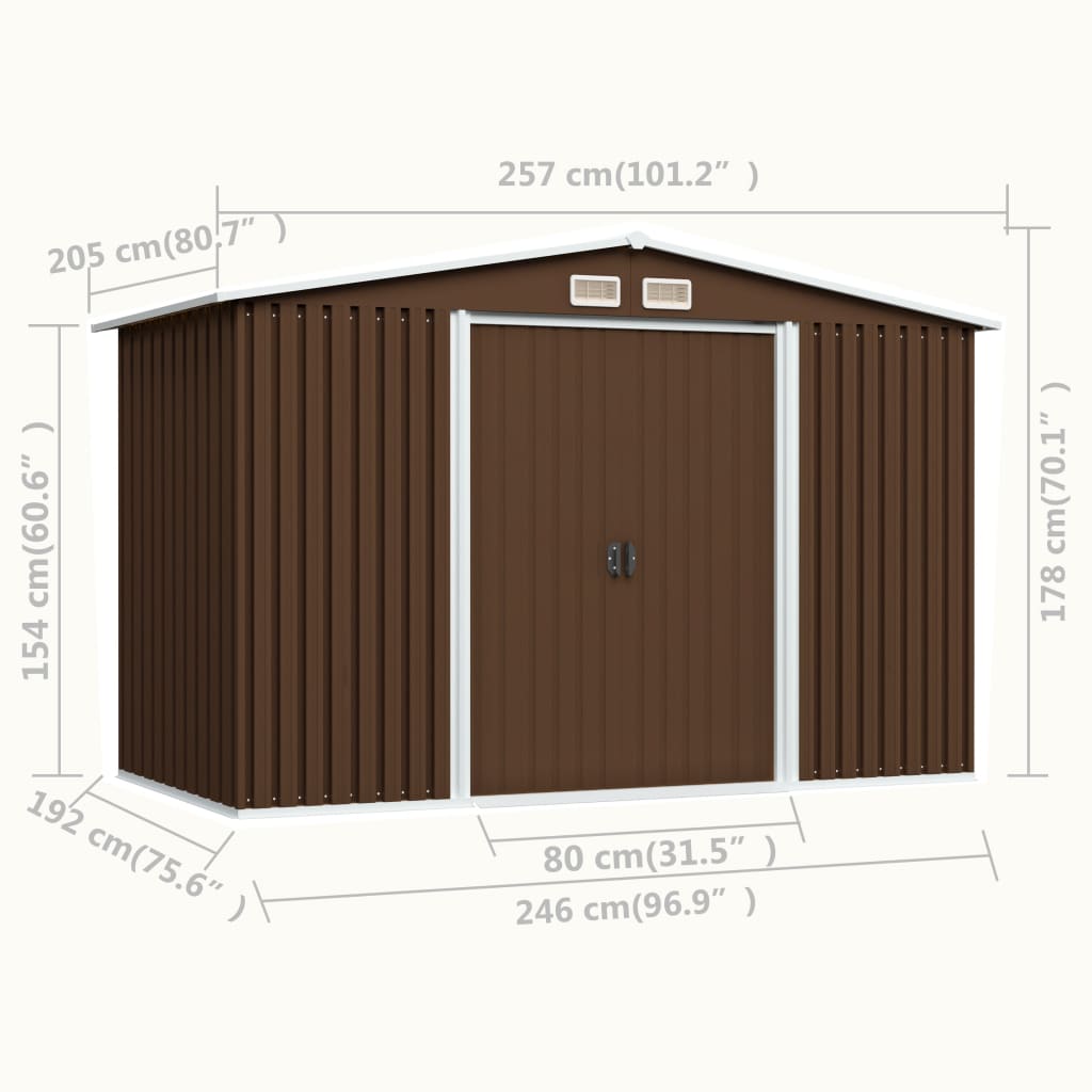 Garden Storage Shed 257X205X178 Cm Steel