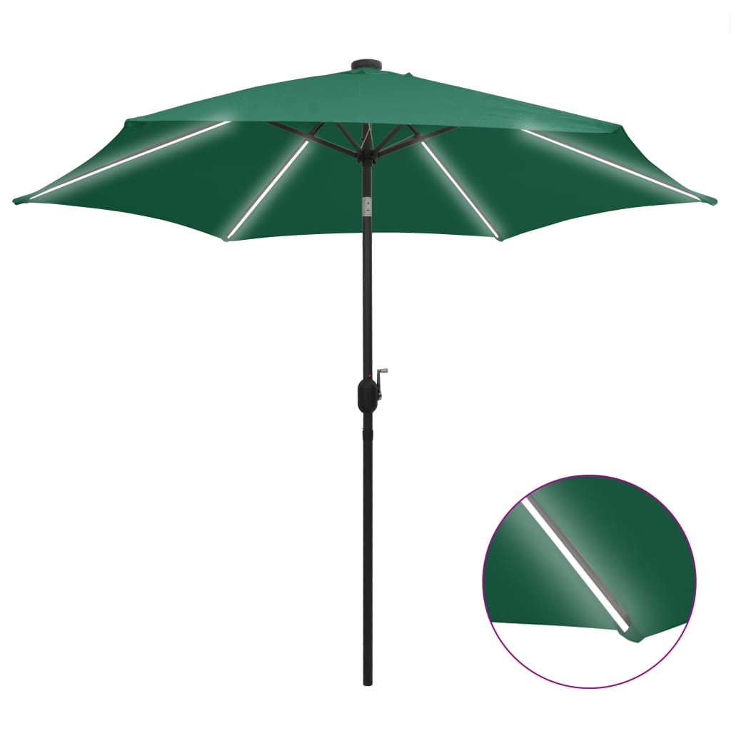 Garden Parasol With Led Lights And Aluminium Pole 300 Cm