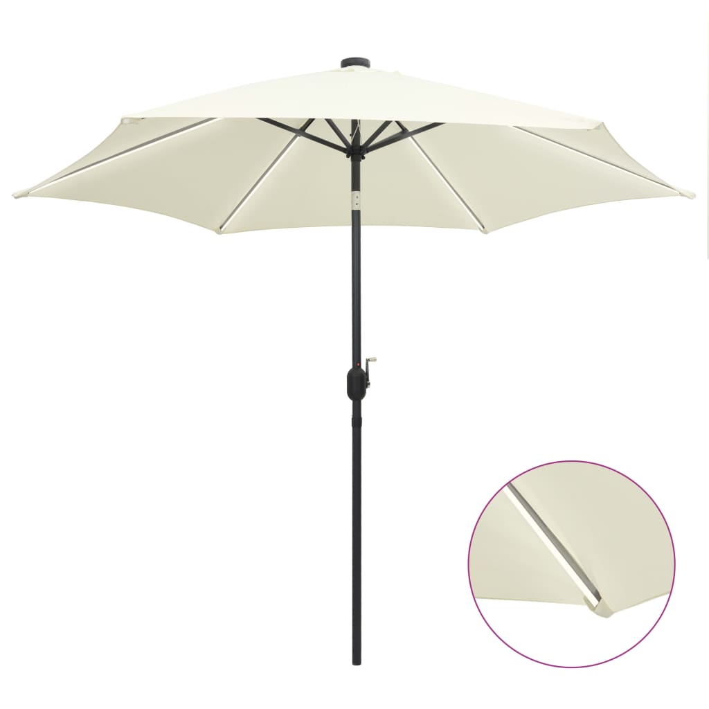 Garden Parasol With Led Lights And Aluminium Pole 300 Cm