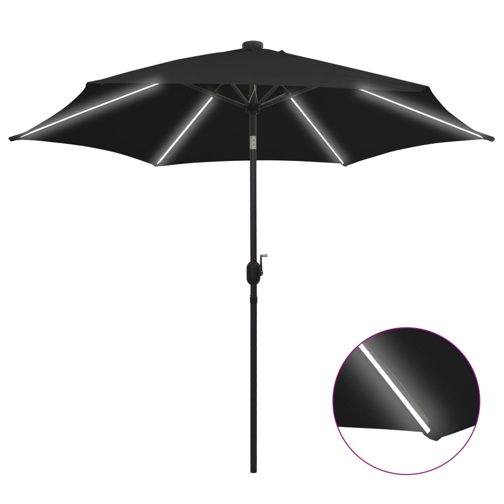 Garden Parasol With Led Lights And Aluminium Pole 300 Cm